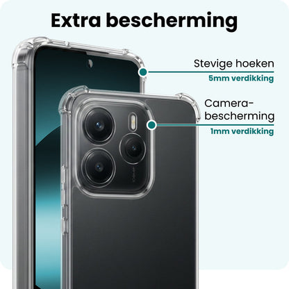Forterra Xiaomi Redmi Note 14 5G Hoesje Shockproof Backcover Siliconen - Transparant