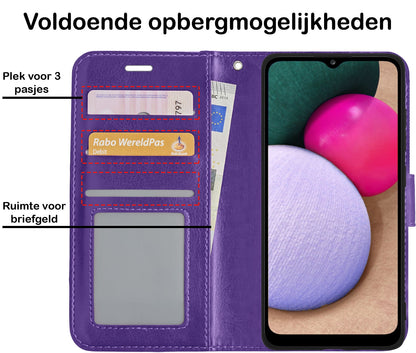 Forterra Samsung A02s Hoesje Bookcase Cover met Kaarthouder - Paars