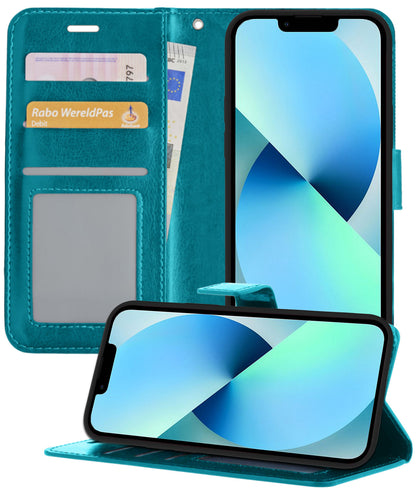 Forterra iPhone 14 Plus Hoesje Bookcase Cover met Kaarthouder - Turquoise
