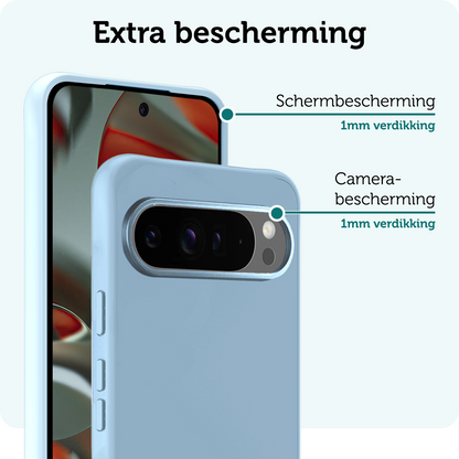 Forterra Google Pixel 9 Pro Hoesje Siliconen Backcover Lichtgewicht - Lichtblauw