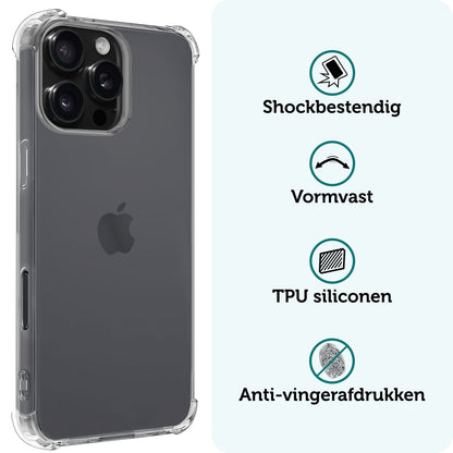 Forterra iPhone 16 Pro Hoesje Shockproof Backcover Siliconen - Transparant