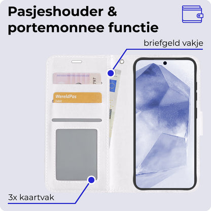 Forterra Samsung A55 Hoesje Bookcase Cover met Kaarthouder - Wit
