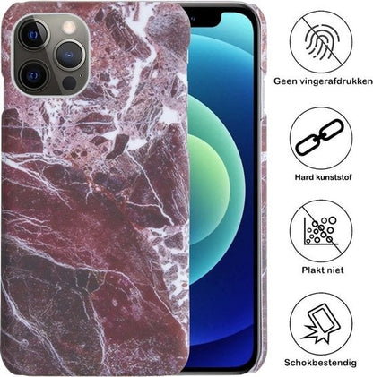 Forterra iPhone 12 Pro Max Hoesje Marmer Hard Case Cover - Rood