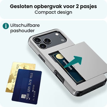 Forterra iPhone 17 Pro Max Hoesje Kaarthouder Hard Case Shockproof - Grijs
