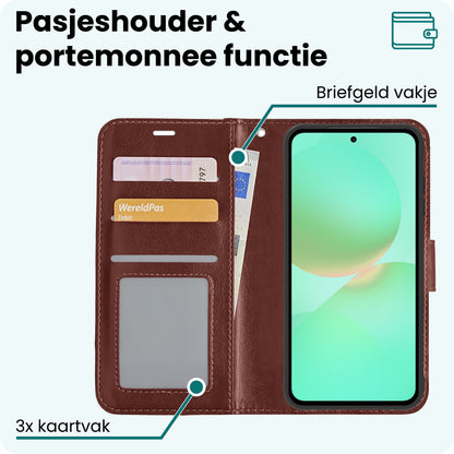 Forterra Samsung A36 Hoesje Bookcase Cover met Kaarthouder - Bruin