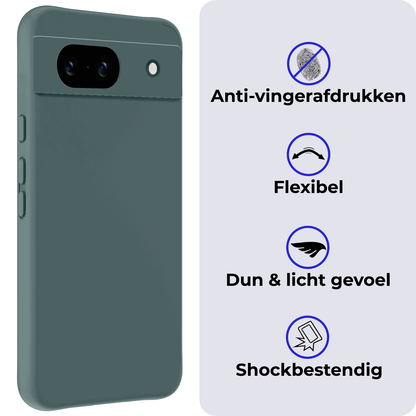 Forterra Google Pixel 8a Hoesje Siliconen Backcover Lichtgewicht - Donkergroen
