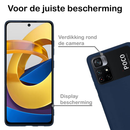 Forterra Xiaomi Poco M4 Pro 5G Hoesje Siliconen Backcover Lichtgewicht - Donkerblauw