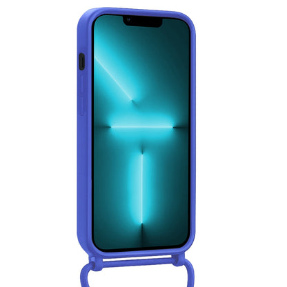 Forterra iPhone 13 Pro Hoesje Met Telefoonkoord en Pasjeshouder Siliconen - Felblauw