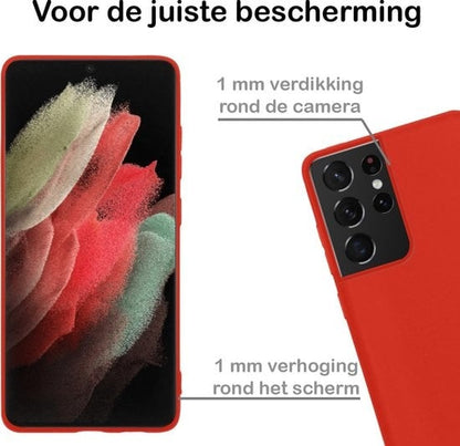 Forterra Samsung S21 Ultra Hoesje Siliconen Backcover Lichtgewicht - Rood