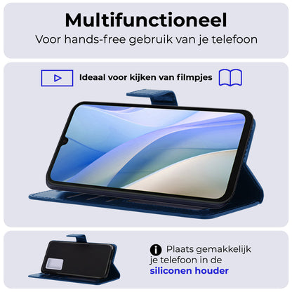Forterra Samsung A15 Hoesje Bookcase Cover met Kaarthouder - Donkerblauw