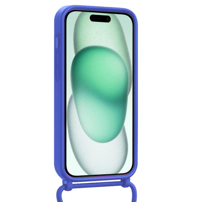 Forterra iPhone 14 Pro Hoesje Met Telefoonkoord en Pasjeshouder Siliconen - Felblauw
