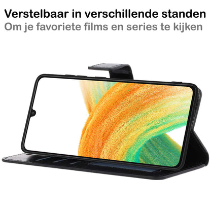 Forterra Samsung A33 Hoesje Bookcase Cover met Kaarthouder - Zwart