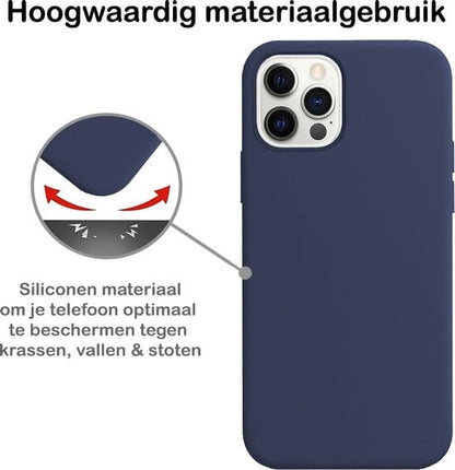 Forterra iPhone 12 Pro Hoesje Siliconen Backcover Lichtgewicht - Donkerblauw