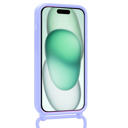Forterra iPhone 14 Pro Hoesje Met Telefoonkoord en Pasjeshouder Siliconen - Lila