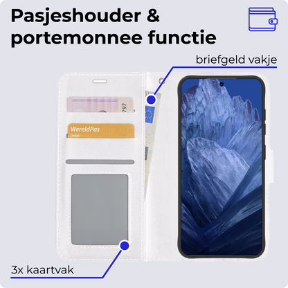 Forterra Google Pixel 8a Hoesje Bookcase Cover met Kaarthouder - Wit