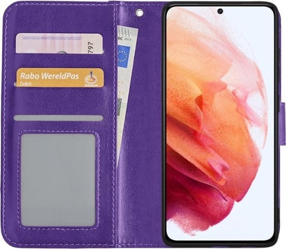 Forterra Samsung S21 Hoesje Bookcase Cover met Kaarthouder - Paars