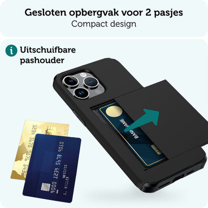 Forterra iPhone 16 Pro Hoesje Kaarthouder Hard Case Shockproof - Zwart