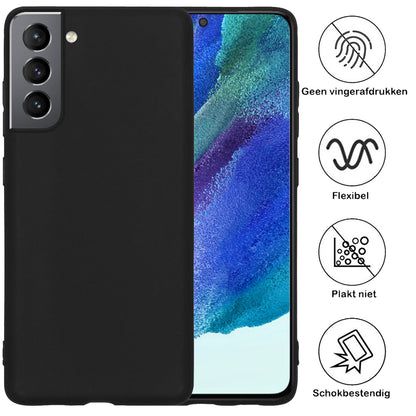 Forterra Samsung S21 FE Hoesje Siliconen Backcover Lichtgewicht - Zwart