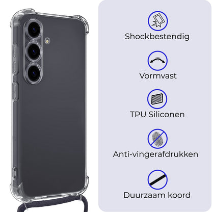 Forterra Samsung S23 FE Hoesje met Koord Backcover Shockproof - Transparant