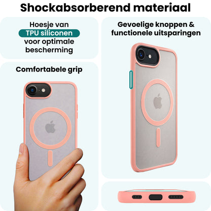 Forterra iPhone 17e Hoesje Geschikt voor Magsafe Backcover Shockproof - Perzik