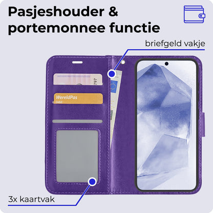 Forterra Samsung A55 Hoesje Bookcase Cover met Kaarthouder - Paars