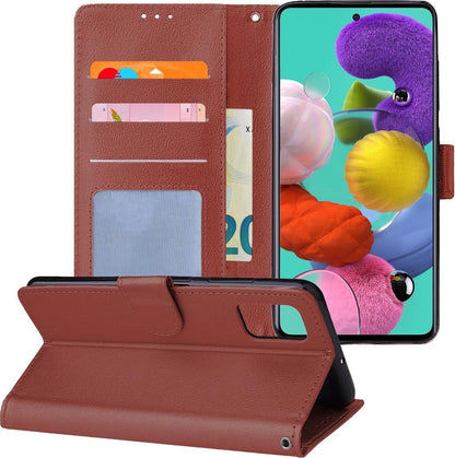 Forterra Samsung A51 Hoesje Bookcase Cover met Kaarthouder - Bruin