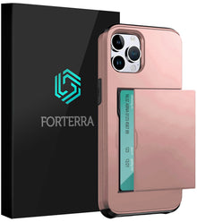 Forterra iPhone 16 Pro Hoesje Kaarthouder Hard Case Shockproof - Rosé goud