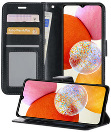 Forterra Samsung A14 Hoesje Bookcase Cover met Kaarthouder - Zwart