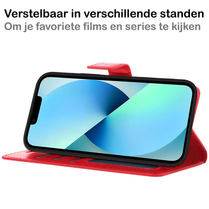 Forterra iPhone 13 Pro Hoesje Bookcase Cover met Kaarthouder - Rood