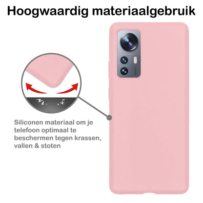 Forterra Xiaomi 12X Hoesje Siliconen Backcover Lichtgewicht - Lichtroze