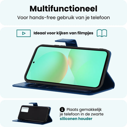 Forterra Samsung A36 Hoesje Bookcase Cover met Kaarthouder - Donkerblauw
