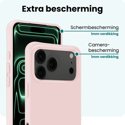 Forterra iPhone 17 Pro Max Hoesje Siliconen Backcover Lichtgewicht - Lichtroze