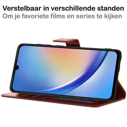 Forterra Samsung A34 Hoesje Bookcase Cover met Kaarthouder - Bruin