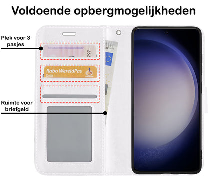 Forterra Samsung S23 Ultra Hoesje Bookcase Cover met Kaarthouder - Wit