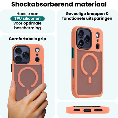 Forterra iPhone 17 Pro Max Hoesje Geschikt voor Magsafe Backcover Shockproof - Perzik
