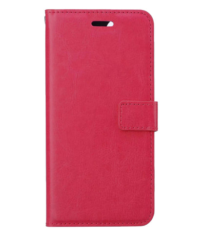 Forterra iPhone 14 Pro Hoesje Bookcase Cover met Kaarthouder - Donkerroze