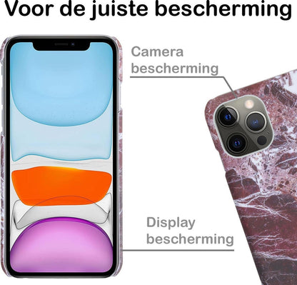 Forterra iPhone 11 Pro Max Hoesje Marmer Hard Case Cover - Rood