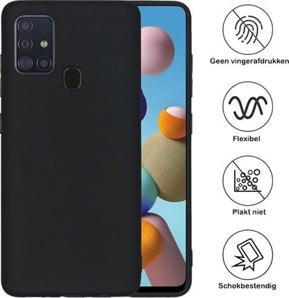 Forterra Samsung A21s Hoesje Siliconen Backcover Lichtgewicht - Zwart