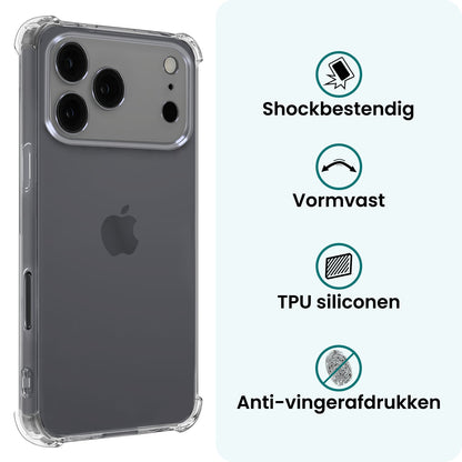 Forterra iPhone 17 Pro Max Hoesje Shockproof Backcover Siliconen - Transparant