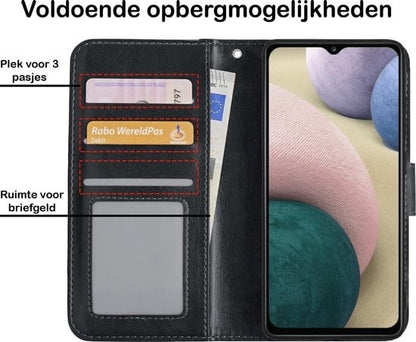 Forterra Samsung A12 Hoesje Bookcase Cover met Kaarthouder - Zwart