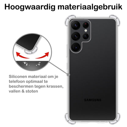 Forterra Samsung S22 Ultra Hoesje Shockproof Backcover Siliconen - Transparant