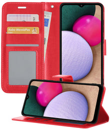 Forterra Samsung A03s Hoesje Bookcase Cover met Kaarthouder - Rood