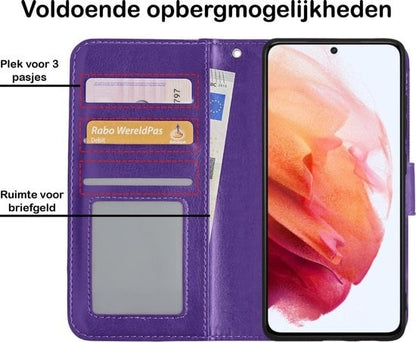 Forterra Samsung S21 Hoesje Bookcase Cover met Kaarthouder - Paars