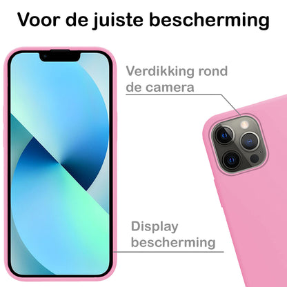 Forterra iPhone 13 Pro Hoesje Siliconen Backcover Lichtgewicht - Lichtroze