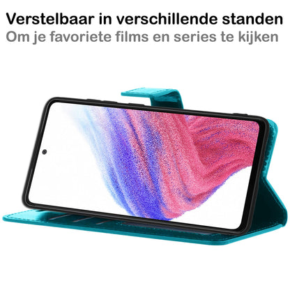 Forterra Samsung A53 Hoesje Bookcase Cover met Kaarthouder - Turquoise