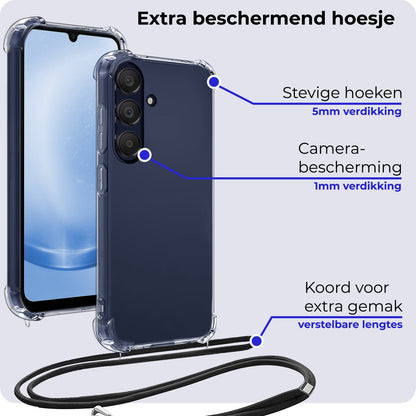 Forterra Samsung A25 Hoesje met Koord Backcover Shockproof - Transparant