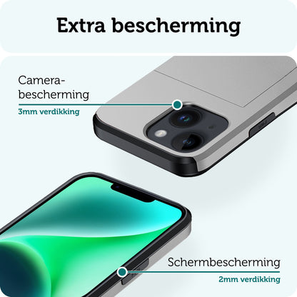 Forterra iPhone 14 Plus Hoesje Kaarthouder Hard Case Shockproof - Grijs