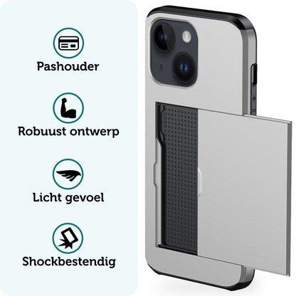 Forterra iPhone 14 Plus Hoesje Kaarthouder Hard Case Shockproof - Grijs