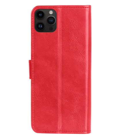 Forterra iPhone 15 Pro Hoesje Bookcase Cover met Kaarthouder - Rood