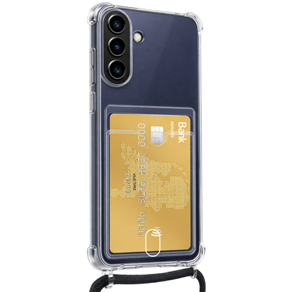 Forterra Samsung A57 Hoesje Kaarthouder met Koord Backcover Shockproof - Transparant